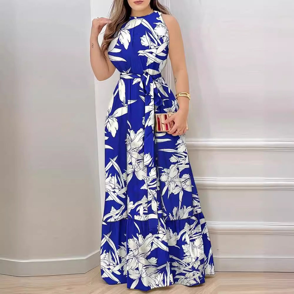 Floral Halter Neck Maxi Dress
