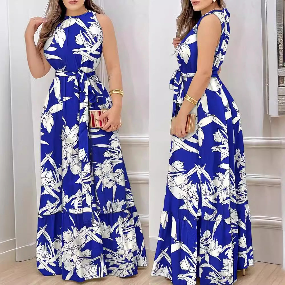 Floral Halter Neck Maxi Dress