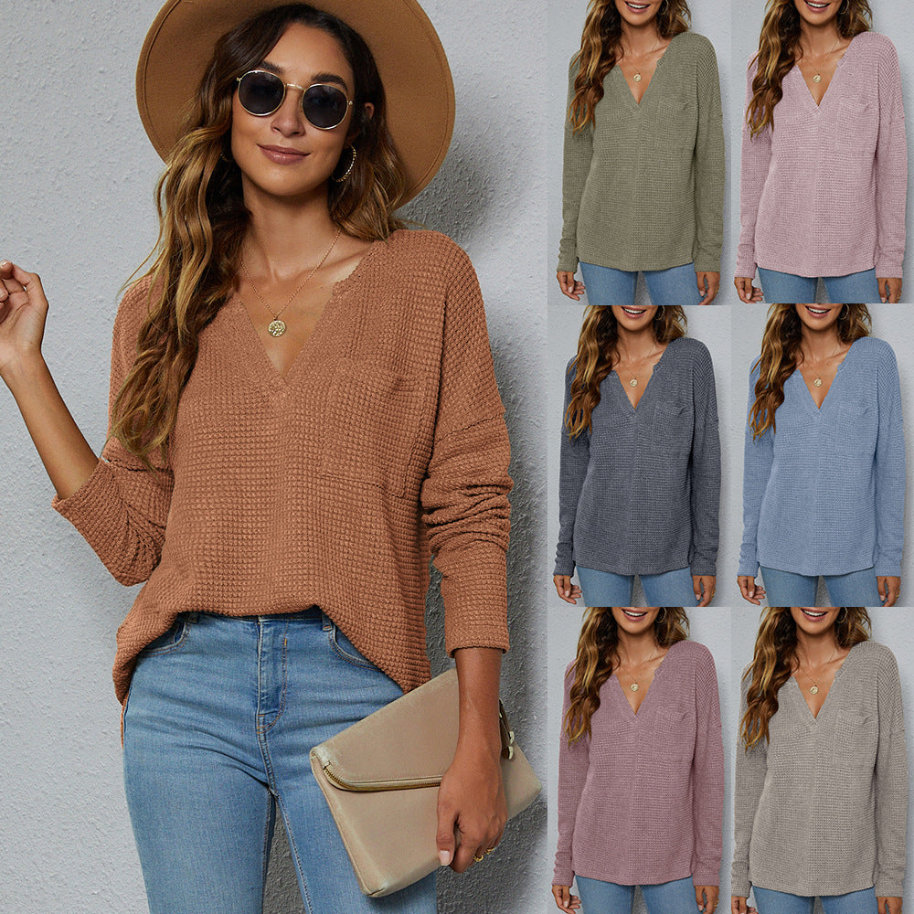 Slit Front V-Neck Knit Sweater