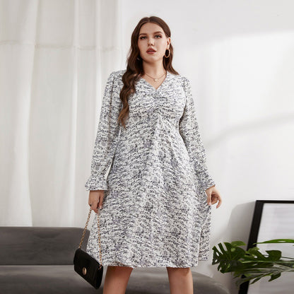 Elegant V-Neck Long Sleeve Dress