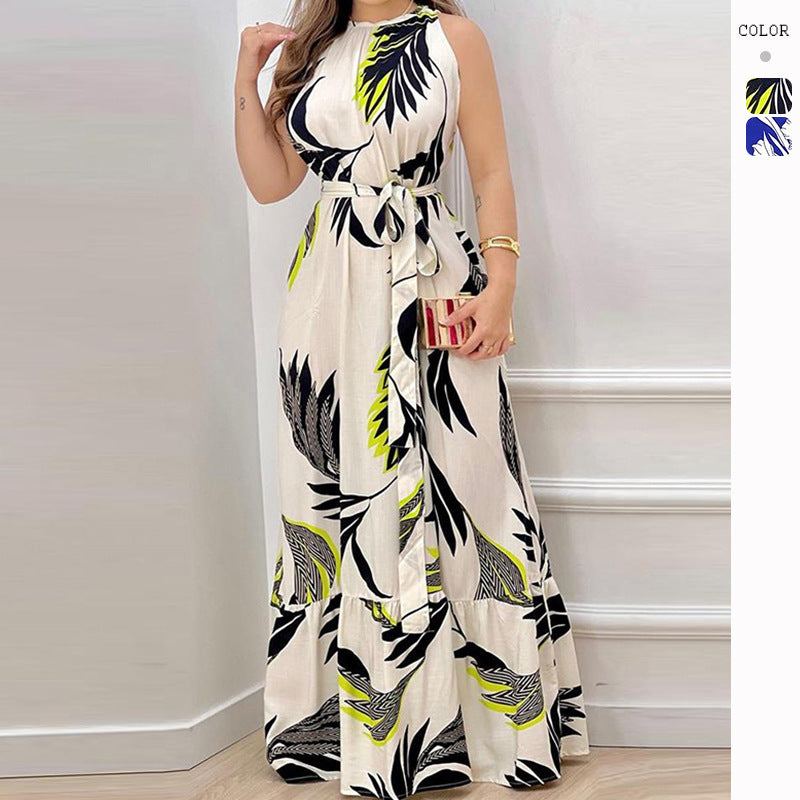 Floral Halter Neck Maxi Dress