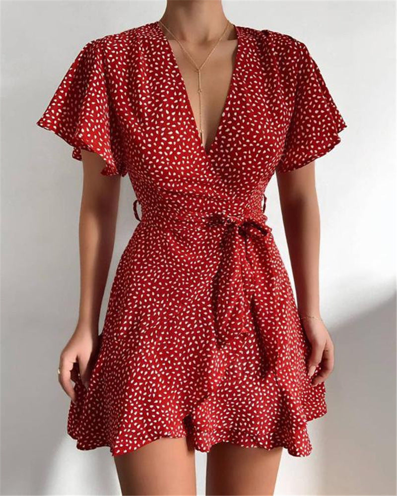 Floral Ruffle Wrap Mini Dress