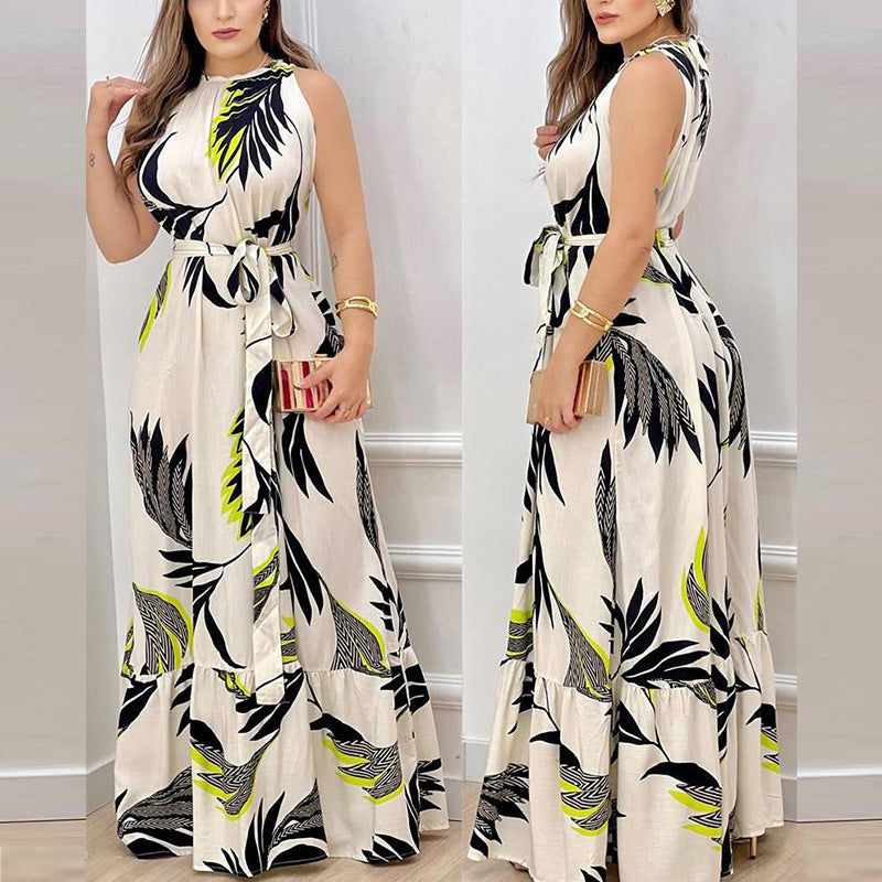 Floral Halter Neck Maxi Dress
