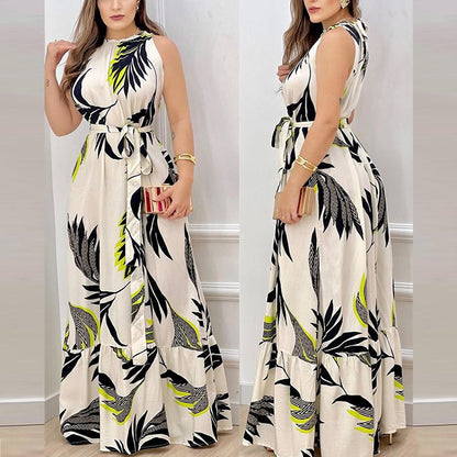 Floral Halter Neck Maxi Dress