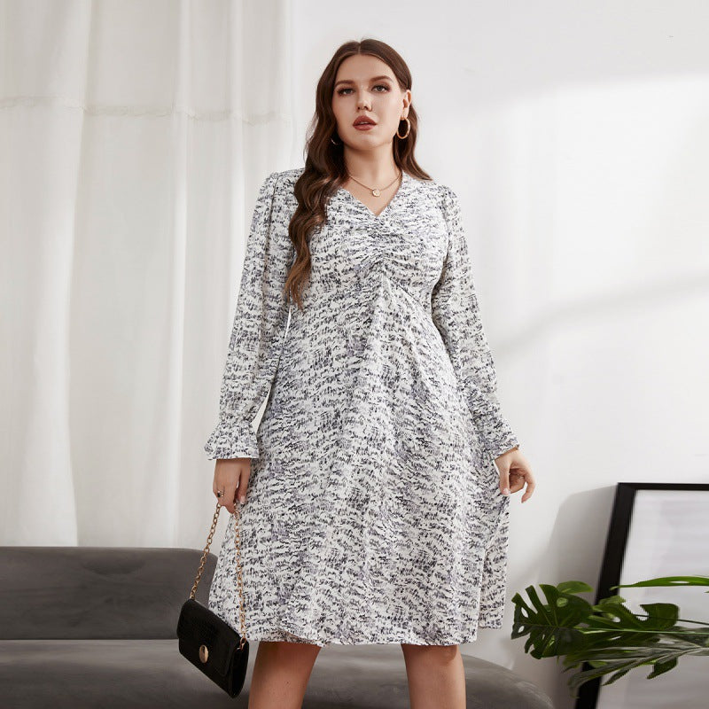 Elegant V-Neck Long Sleeve Dress