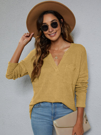 Slit Front V-Neck Knit Sweater