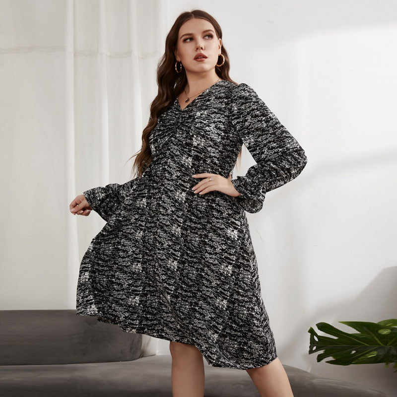 Elegant V-Neck Long Sleeve Dress