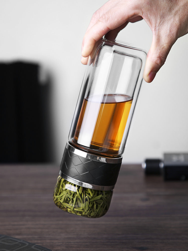 Creative Double-Wall Glass Tea Infuser Cup